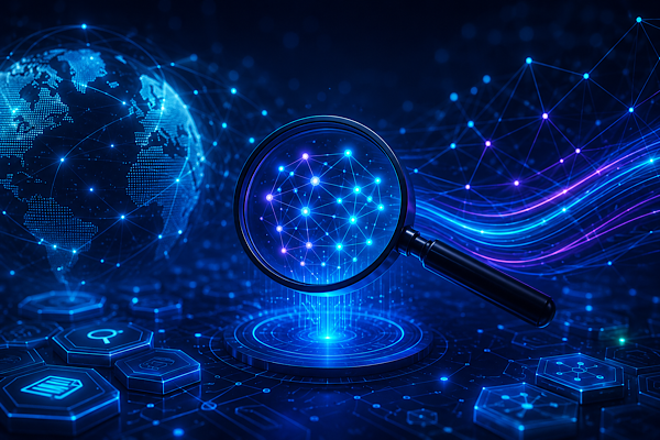 Interface tecnológica representando busca por inteligência artificial e otimização para aparecer nas respostas do Perplexity.
